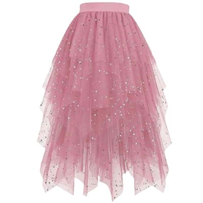 Solid-Color Women's Tulle Skirt with Star Sequins, 1950s Retro Style