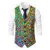 Men's Green Sequin Vest Set with Bow Tie, V-Neck, Size M view 2