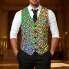 Men's Green Sequin Vest Set with Bow Tie, V-Neck, Size M view 3