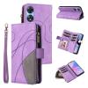 Wallet Case for Oppo A78 5G, Premium PU Leather, 9 Card Slots, Magnetic Closure, Zipper Pocket, Purple view 1