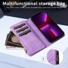 Wallet Case for Oppo A78 5G, Premium PU Leather, 9 Card Slots, Magnetic Closure, Zipper Pocket, Purple view 2