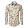 C'est TT Men's Hippie Costume Shirt, 1970s Floral Print, Beige, XXL view 1