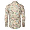 C'est TT Men's Hippie Costume Shirt, 1970s Floral Print, Beige, XXL view 3