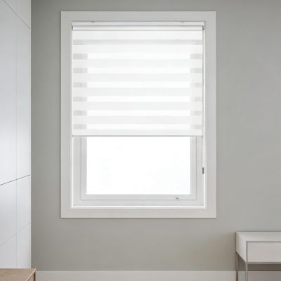 Dual-Layer Roller Blind, No-Drill Clamp Mount, 85 x 140 cm, White