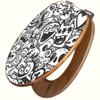 banjado Bamboo Toilet Seat with Soft-Close, 45.8 x 37.5 cm - Doodle Crazy view 1