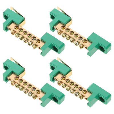 Copper 6-Position Terminal Blocks, Green, 4-Pack for Factories