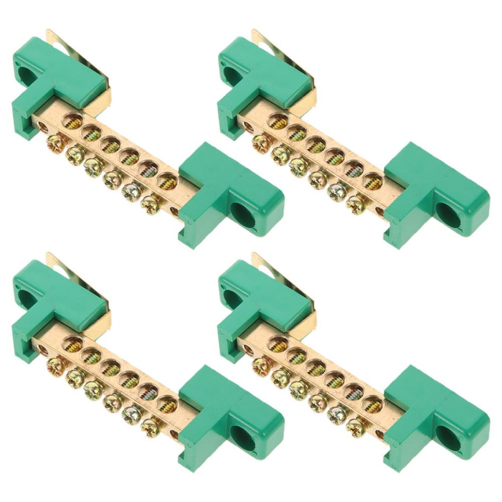 Copper 6-Position Terminal Blocks, Green, 4-Pack for Factories