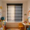 Dual Layer Roller Blind 49 x 140 cm, Black, No-Drill or Wall Mount view 1