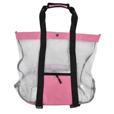 Segrehy Beach Bags, Large Cotton Mesh Storage Bags for Beach, Picnics, Barbecues, Camping, Pink