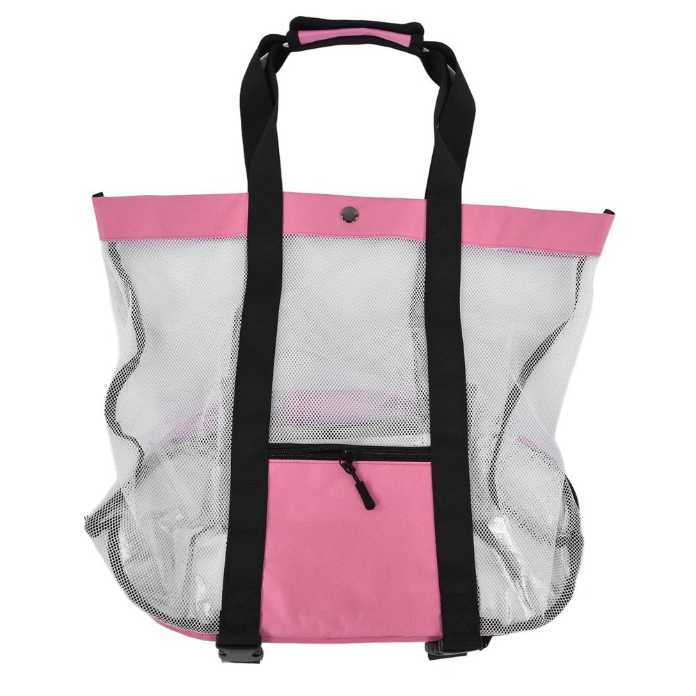 Segrehy Beach Bags, Large Cotton Mesh Storage Bags for Beach, Picnics, Barbecues, Camping, Pink