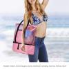 Segrehy Beach Bags, Large Cotton Mesh Storage Bags for Beach, Picnics, Barbecues, Camping, Pink view 3