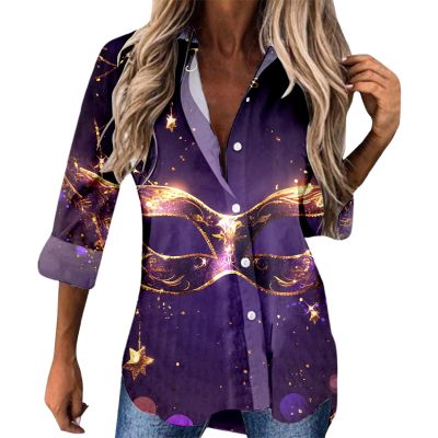 pvucpot Women's 1970s Disco Blouse, Vintage Long-Sleeve Shirt, Slim-Fit Retro Costume Top