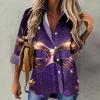 pvucpot Women's 1970s Disco Blouse, Vintage Long-Sleeve Shirt, Slim-Fit Retro Costume Top view 2