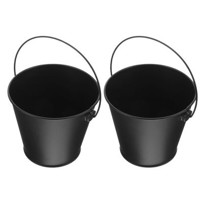 Abaodam 2-Piece Black Iron Grill Grease Buckets for BBQ and Grilling