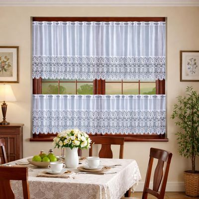 White Jacquard Window Curtain 100 x 45 cm (W x H)