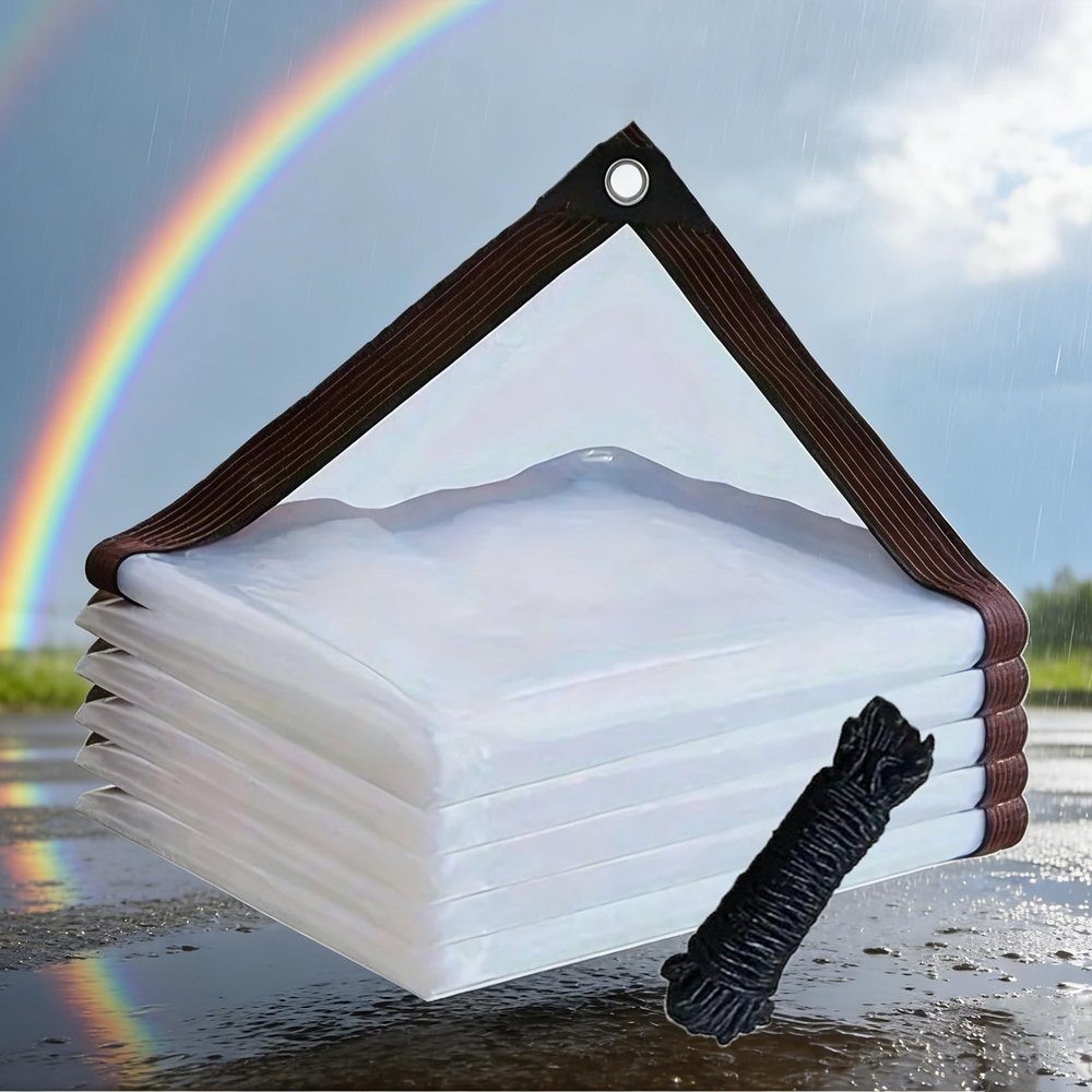 Transparent PVC Tarp with Eyelets, 490 x 600 cm