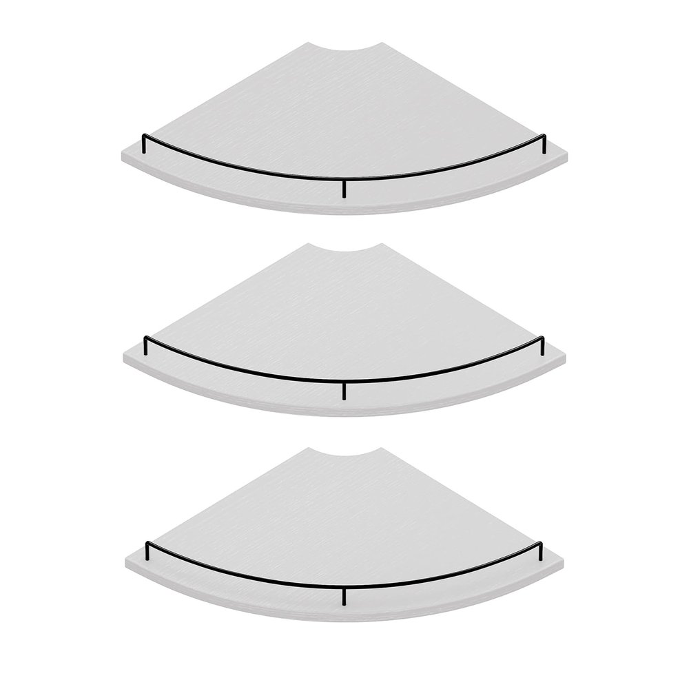 JJL 30 cm Wall-Mounted Corner Shelf, 3-Piece Fan-Shaped Floating Shelves