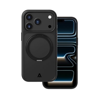 Alkaya 360-Degree Case for iPhone 17 Pro Max with Integrated Rotating Stand, MagSafe Compatible, Ultra-Light, Non-Slip & Rugged Protection – Black