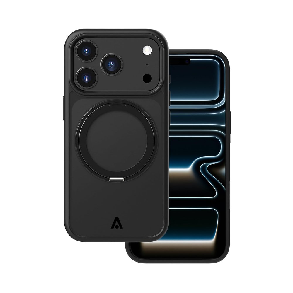 Alkaya 360-Degree Case for iPhone 17 Pro Max with Integrated Rotating Stand, MagSafe Compatible, Ultra-Light, Non-Slip & Rugged Protection – Black