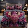 Abstract Purple Owl Valentine's Day Duvet Cover Set 220 x 240 cm, 3-Piece view 1