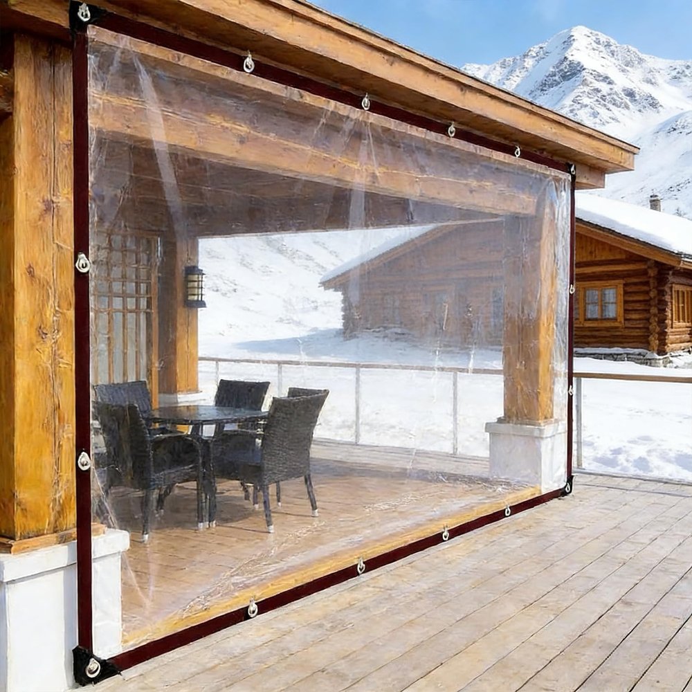 Transparent PVC Tarpaulin with Eyelets, 3.4 x 10.5 m