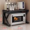 GUQASDV Expandable Microwave Rack, Adjustable Countertop Stand, Brown view 2