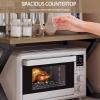 GUQASDV Expandable Microwave Rack, Adjustable Countertop Stand, Brown view 3