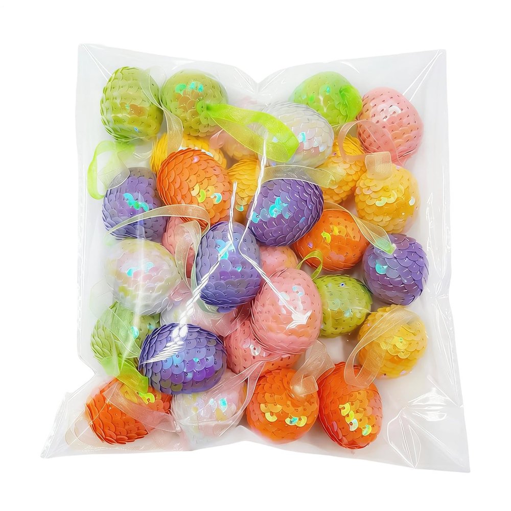 Shiny Easter Eggs, 24-Piece Colorful Foam Decorations