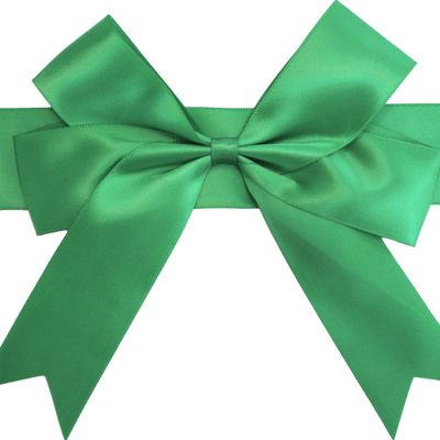 10 Crossed Gift Box Bows, Pre-Made Satin Ribbons for Gift Wrapping, Colorful Bows for Gifts and Gift Boxes (Green, Small, 25 cm)