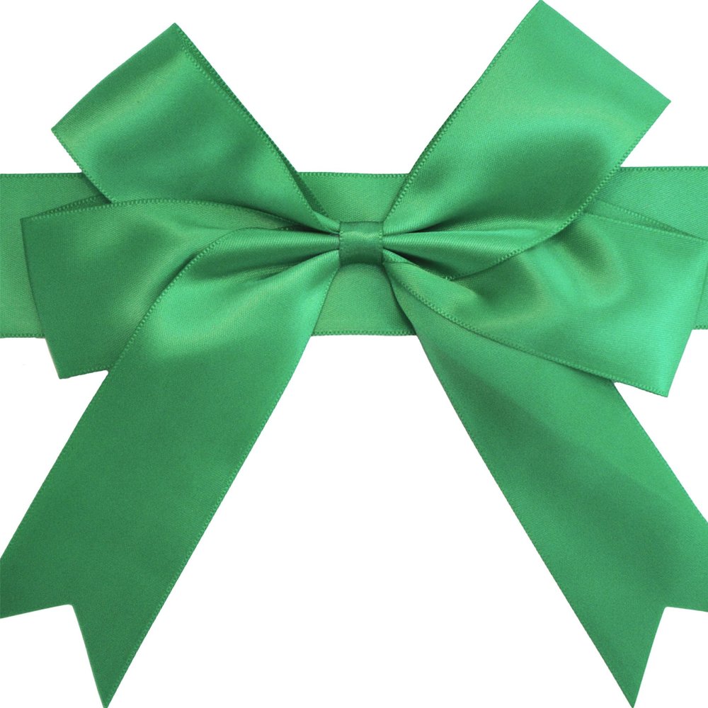 10 Crossed Gift Box Bows, Pre-Made Satin Ribbons for Gift Wrapping, Colorful Bows for Gifts and Gift Boxes (Green, Small, 25 cm)