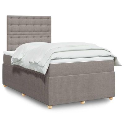 Owoxanthellate Owox Box Spring Bed 120 x 200 cm, Taupe, Pocket Springs, Topper, Adjustable Headboard