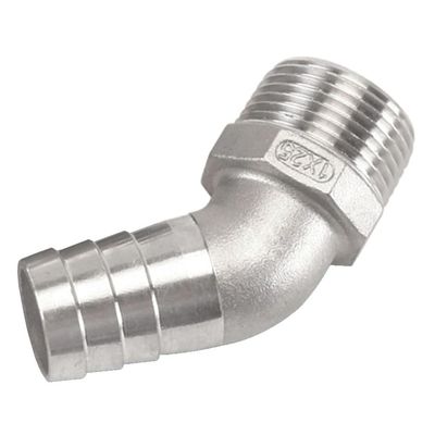45° Stainless Steel Hex Elbow Connector, 6–32 mm, 1-Piece, DN20 × 20 mm