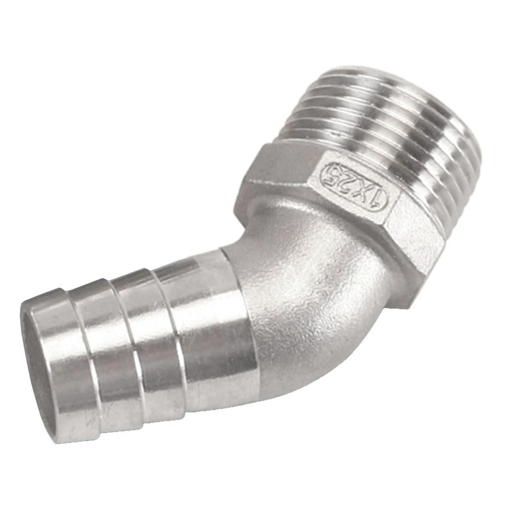45° Stainless Steel Hex Elbow Connector, 6–32 mm, 1-Piece, DN20 × 20 mm