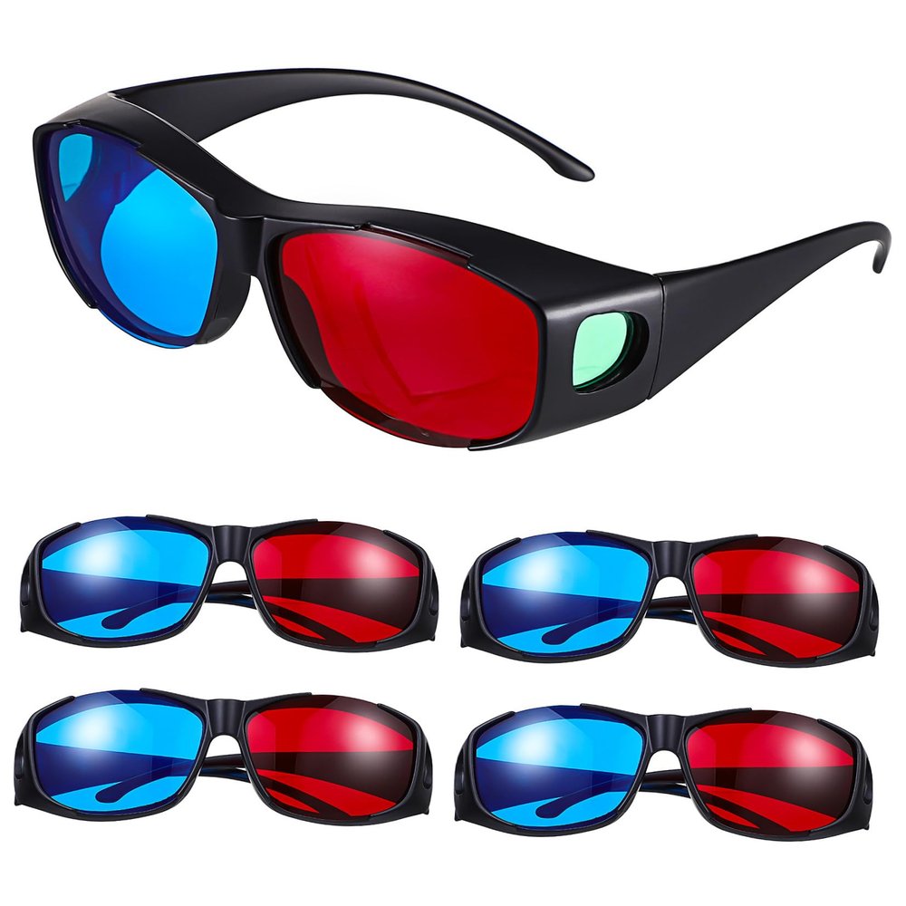 Zerodeko 3D Cinema Glasses, 5-Pack, Red/Blue Plastic, Lightweight