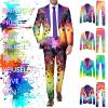 WAZHAKU Men's 2-Piece Disco Suit Set with Sequin-Print Jacket and Pants, 1980s Outfit view 2
