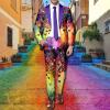 WAZHAKU Men's 2-Piece Disco Suit Set with Sequin-Print Jacket and Pants, 1980s Outfit view 3