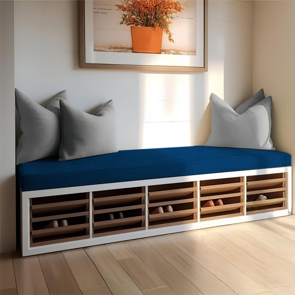JIAFANG Padded Beer Bench Cushion 45 x 200 cm, Blue