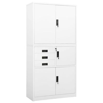 HFXHIJXQ Metal Filing Cabinet, White, 90 x 40 x 180 cm, with 3 Adjustable Shelves