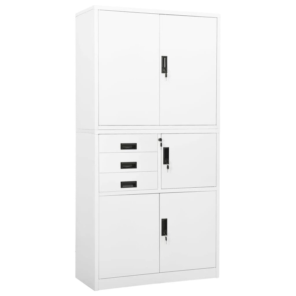 HFXHIJXQ Metal Filing Cabinet, White, 90 x 40 x 180 cm, with 3 Adjustable Shelves