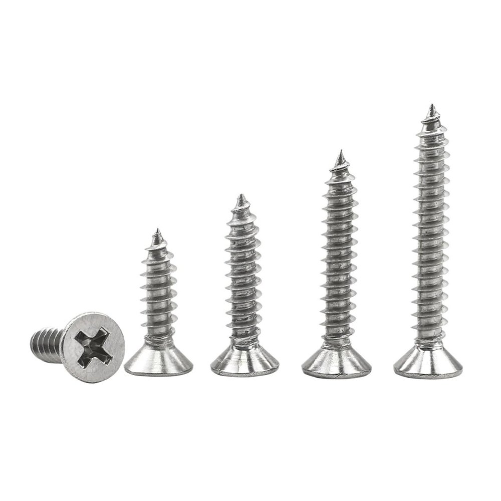 Phillips Flat-Head Stainless Steel Sheet Metal Screws M1.2 M1.4 M1.7 M2 M2.3 M3 M4.2 M4 M5 M6 for Sheet Metal (12 mm)