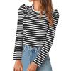 Women's Red and White Striped Long-Sleeve Top view 1