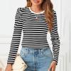 Women's Red and White Striped Long-Sleeve Top view 3