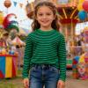 Children's Red and White Striped Long-Sleeve Shirt view 2