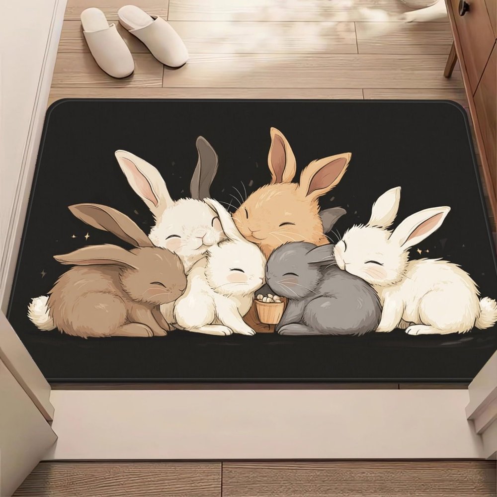 Boiszeda 3D Optical Illusion Easter Rug with Eggs and Bows