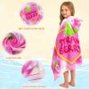 PinkSheep Hooded Poncho Towel for Kids, 75 x 140 cm Beach Towel, Pool and Swim Poncho, Large Bathrobe for Girls and Boys, Thick & Highly Absorbent (Strawberry) view 4