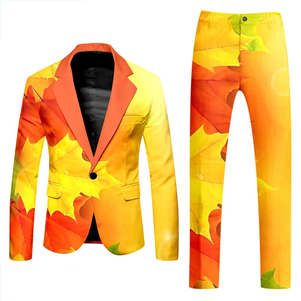 RUMAOZIA Men's 2-Piece Pop Art Costume Suit with Colorful Prints