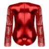 Freebily Women's Wetlook Metallic Dance Leotard, Short/Long Sleeve, Red_F XXL view 4