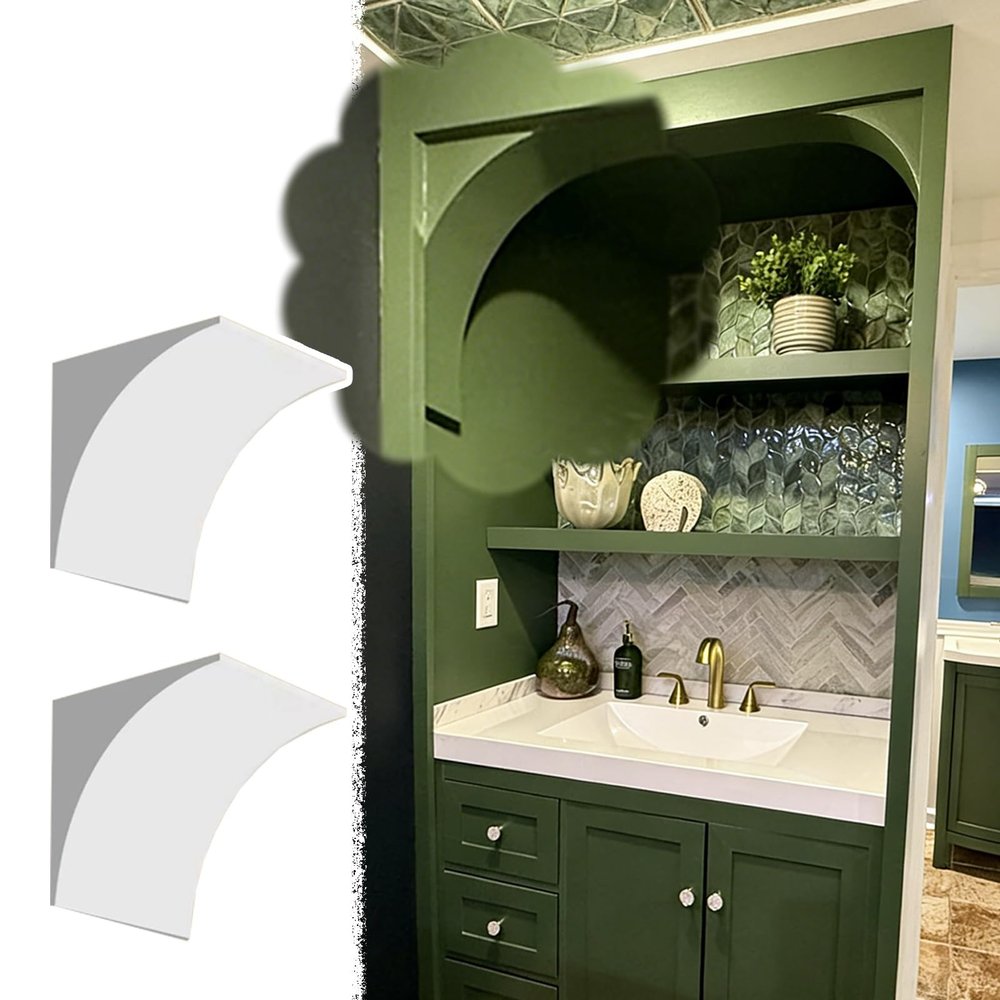 Door Arch Set, Paintable Gypsum Arch Kit for Wine Cabinets and Niches, 2-Pack, W 40 x H 40 x D 30 cm
