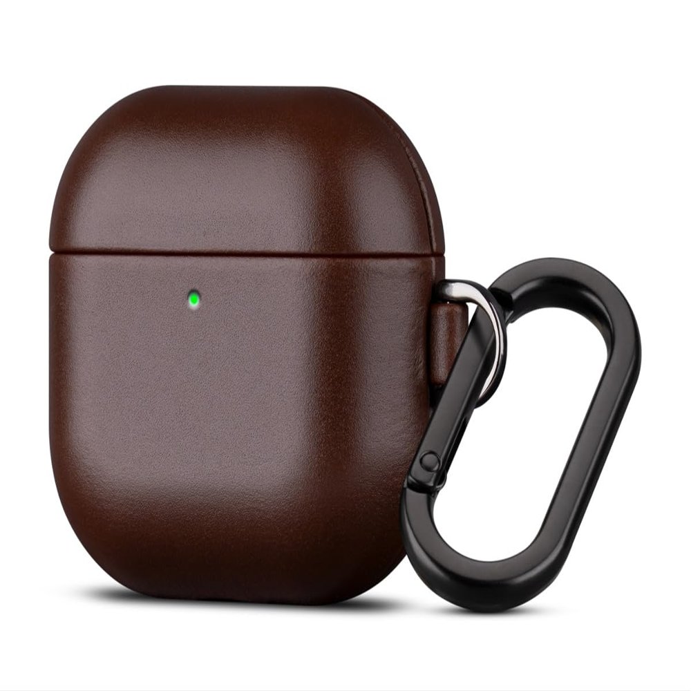 Haobobro Genuine Leather Case for AirPods 5 / AirPods 4 with Carabiner