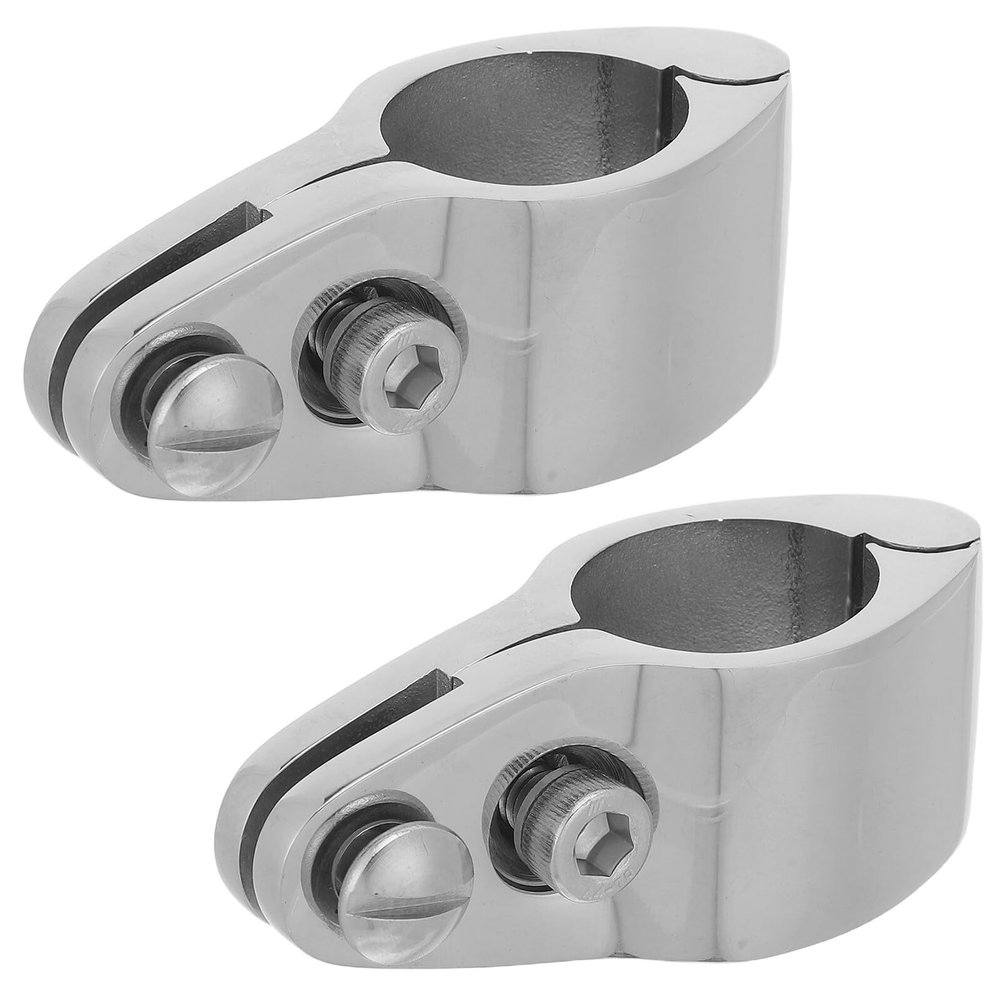 UPKOCH 2-Piece 316 Stainless Steel Boat Railing Fittings, 1-Inch Bimini Clamp with Hinge, Corrosion-Resistant